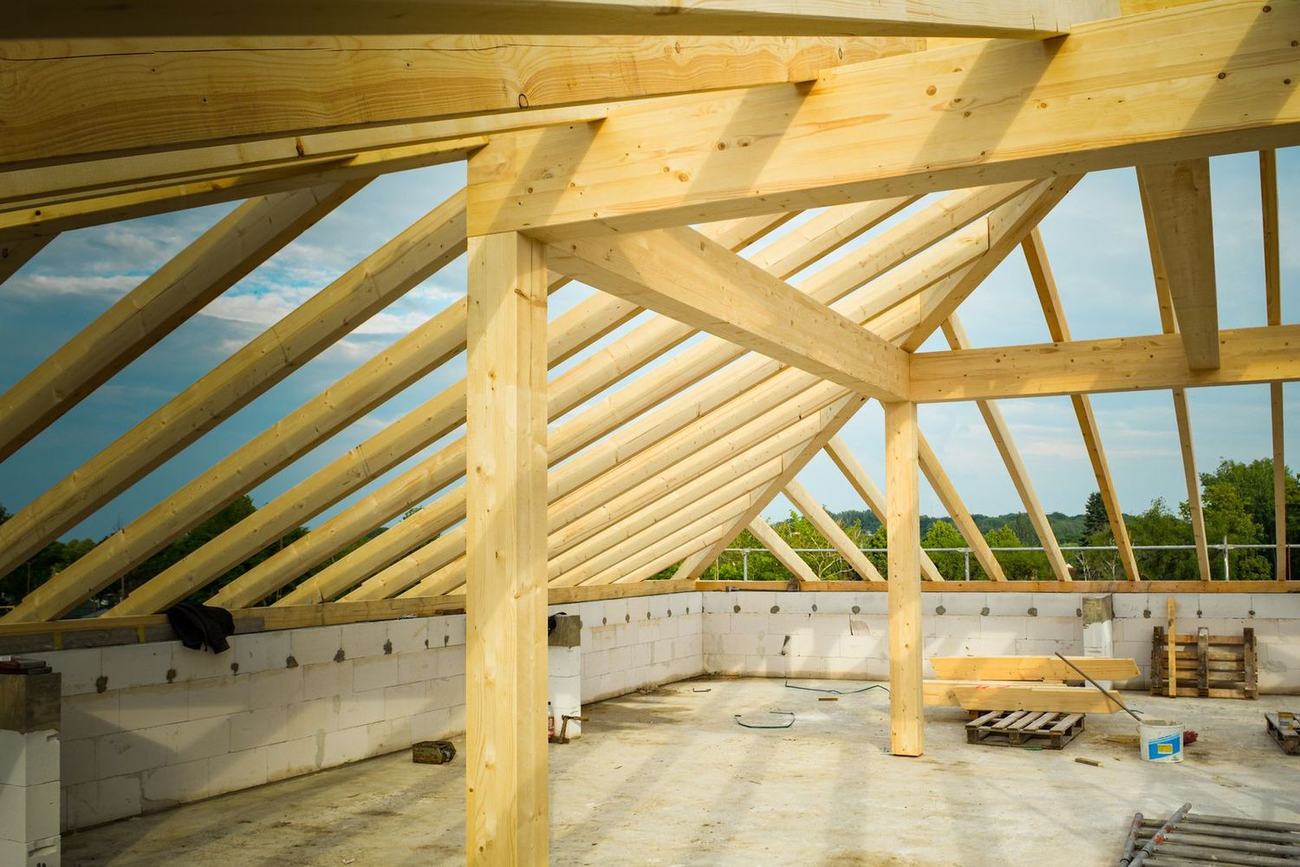 Wood framing in a crawl space